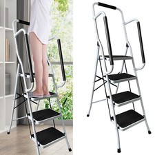 Escabeau pliable à 4 marches avec main courante -Escabeau pliable en acier 154cm