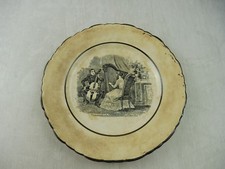 Ancienne assiette décor couple et harpe, médaille or et argent, St Clément