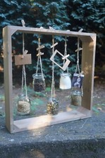 Étagère Cadre Socle Bois Bocaux Verre Corde Porte Épices Décoration Neuf