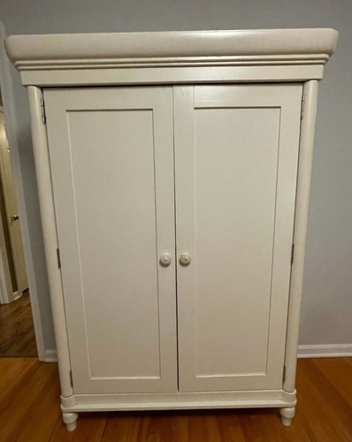 White solid wood armoire