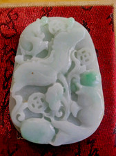 Jade Blanc Emeraude naturel De chine Sculpté a la Main Pendentif