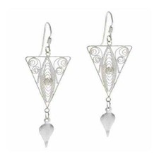 925 Argent Style Vintage Filigrane Triangle Larme Oreille