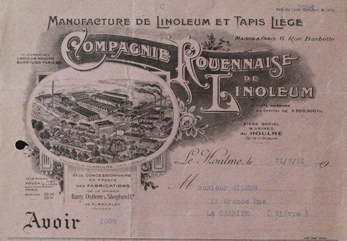 Facture 1931 houlme - le, cie