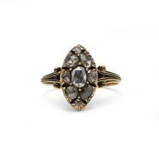 Bague marquise 19e, or 750