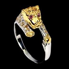 925 Argent Sterling Jaune Saphir Diamant Coupe Rhodolite Tigre Bague