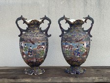 2 Anciens  Grands Vases Satsuma XIXe Céramique Ancienne Porcelaine Japon Chine