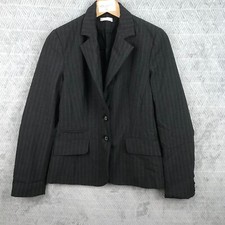 Promod Veste Blazer Femme S Noir Fin Rayé Cintré Revers Crantés Formelle Élégant