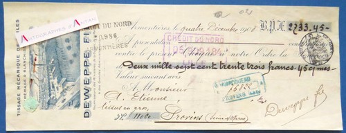 Armentières 1908 chèque - ●,