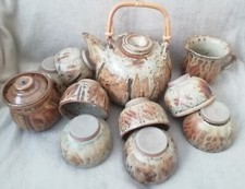 Service À Thé Grès Émaillé Théière Tasse La Borne ? Puisaye Signé Vintage