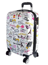 Valise cabine 4 roues 55 cm  "Bon voyage" Blanche