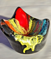 Vintage French Vallauris Majolica Ceramic Vide Poche Tray Abstract Design 50s