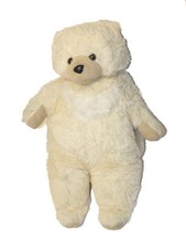 Ancienne grosse peluche Nounours ours beige lune blanche 50 cm