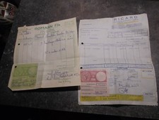 Facture Congé Vignette Marque Fiscale 1964 Ricard & Romann Chalon Lot de 2