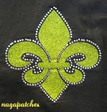 Motif à floquer Patche strass thermocollant et Glitter Fleur de Lys