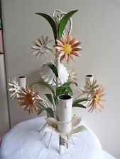 Lustre florentin tôle Marguerites  3 feux suspension vintage années 60