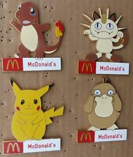 BIG SERIE DE 4 PINS PIN'S PIN POKEMON Mc DONALD'S, CARTOUCHE BLANC, 7cm