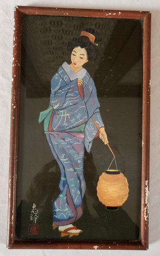 Ancienne peinture sur soie - peinture,