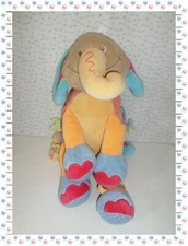 =  - Peluche Eveil Activités Eléphant Oasis Bleu Orange Grelot Miroir Nattou  