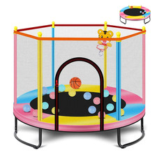 Trampoline Enfant Ø150cm avec Panier Basket, Acier, Intérieur/Extérieur