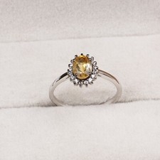 Naturel Citrine Halo Cz Ring
