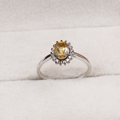 Naturel citrine halo ring - halo,