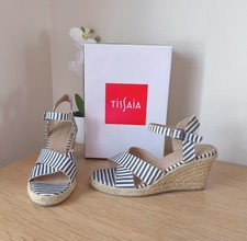 Sandales compensées - Marine/Écru - Tissaìa - P41