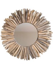 Grand Miroir Rond en Bois