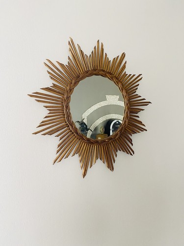 Miroir soleil rotin - en,