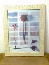 cadre en bois crème motif en relief - photo fleurs et dégradés de mauve