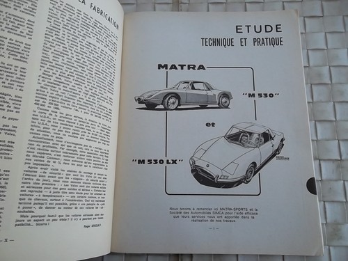 Revue technique matra 530 - technique,