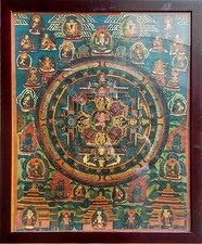 Ancienne Thangka Mandala sous