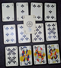 ANCIEN JEU 52 CARTES COMPLET CACHET 1890 FILIGRANES GRIMAUD