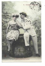 CARTE FANTAISIE BERGERET  L AMOUR AU PUITS