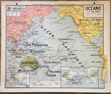 ?Ancienne carte scolaire Vidal-Lablache 21, T47, 1930 - Océanie, Australie