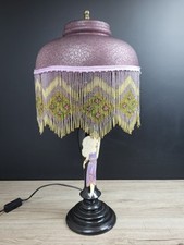 Grande Lampe A Poser Art De Déco Signé Valentin Déco Vintage Bois Pâte De Verre 