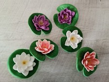 Lot de 6 Nénuphars Flottants - Plante Plastique pour Aquarium Vivarium (1548)