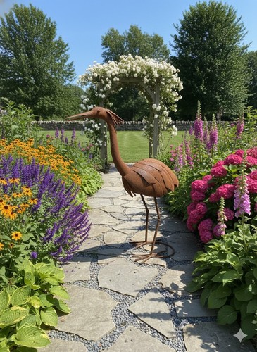 Héron acier corten - ,