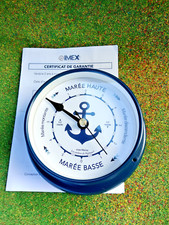 Horloge des marées Imex Marine, en laiton couleur bleu,décor ancre,neuve