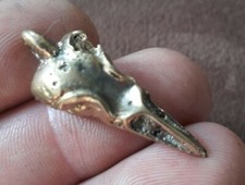 squelette tête oiseau en bronze pendentif, pièce unique, artisanat 