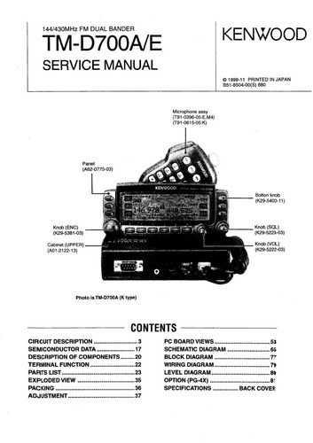 Manuel service pour kenwood - manuel,