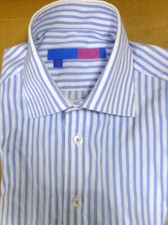 Chemise rayée bleu blanc ML NODUS T 39 (15 1/2) masculin latin coton shirt t.b.e
