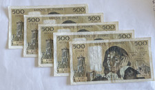 Lot de 5 billets de 500 Francs