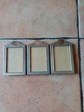 Petit Cadre Photo Triptyque En Argent 925 Et Bois D’acajou.