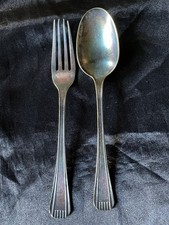 Paire de couverts : fourchette et cuillère à soupe Métal argenté
