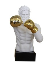 Boxer Sculpture Blanc Résine
