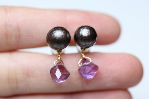 Boucles oreilles perle noire - d'oreilles,
