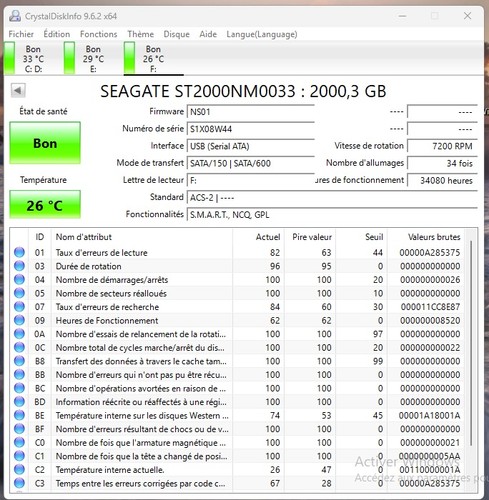 Disque dur 2toseagate - disque,