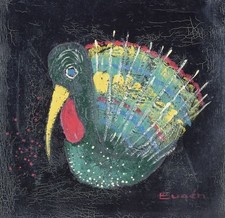 Artiste suédois inconnu. Huile sur toile. Motif d'oiseau dans un style...