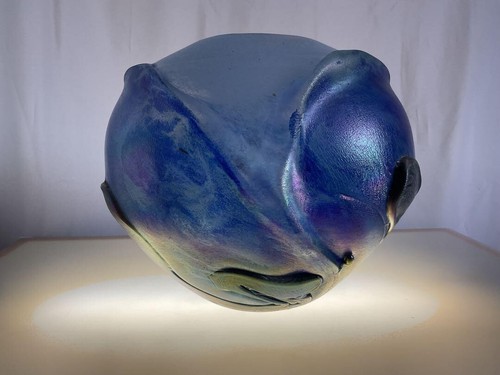 Vase verre bleu oxyde - verre,