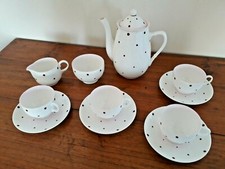 SERVICE À CAFÉ OLD ROYAL BONE CHINA ENGLAND EN PORCELAINE ORNE D'EMAUX GRENATS